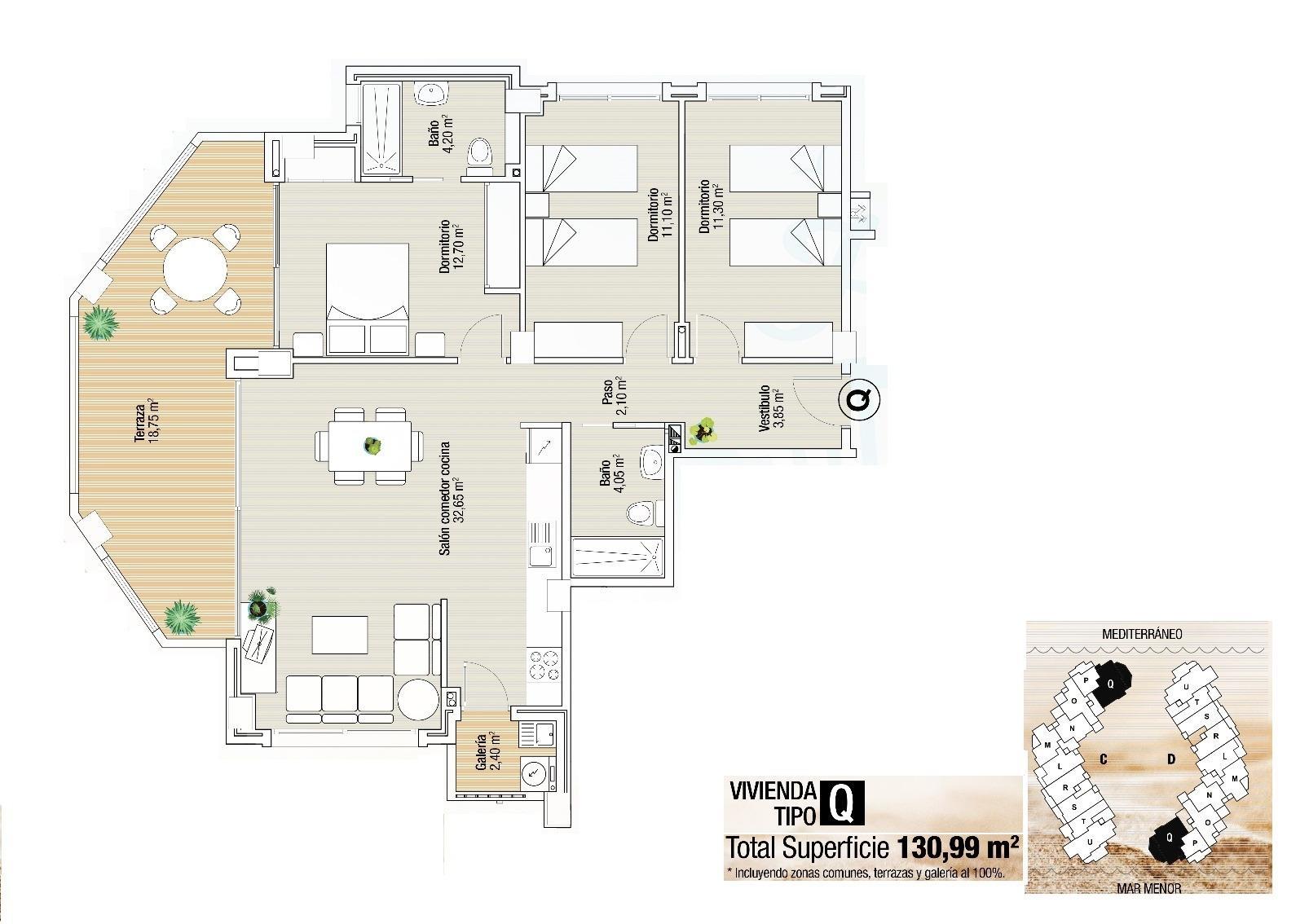 For sale of apartment in La Manga del Mar Menor