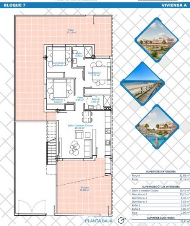 Venta de bungalow en Pilar de la Horadada