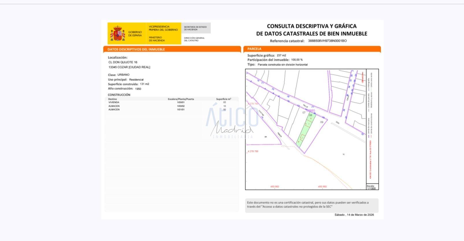 For sale of house in Cózar