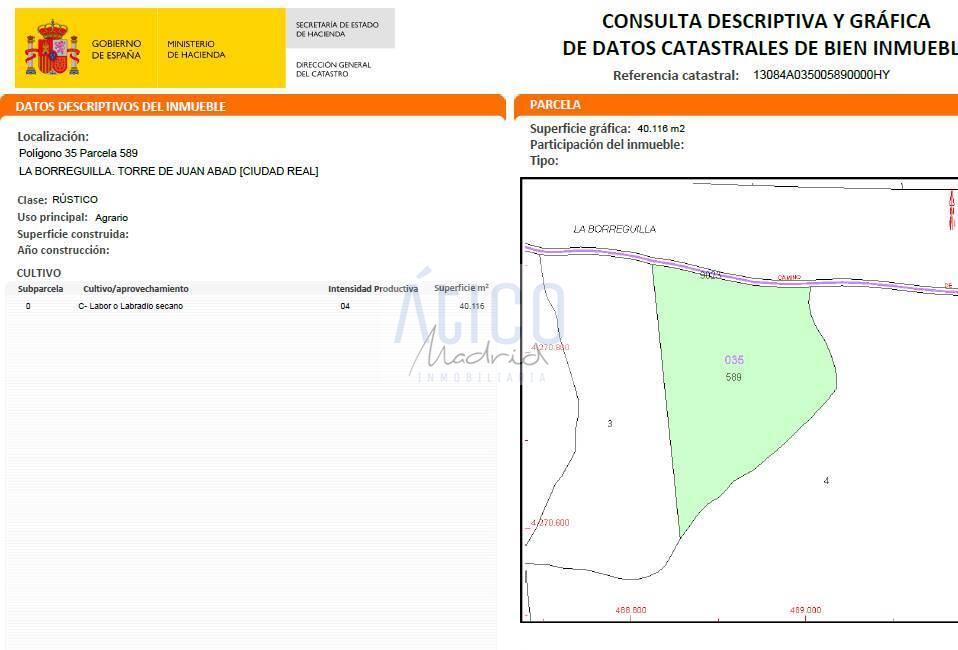 For sale of land in Torre de Juan Abad