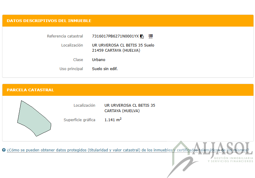 For sale of land in Cartaya