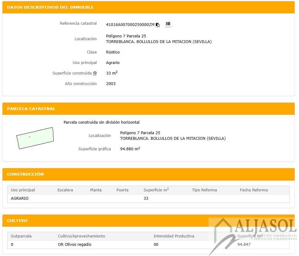 Venta de finca rústica en Bollullos de la Mitación