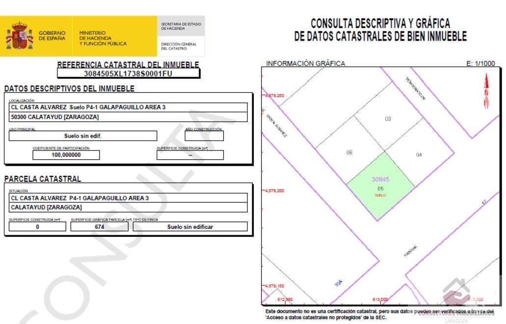 For sale of land in CALATAYUD