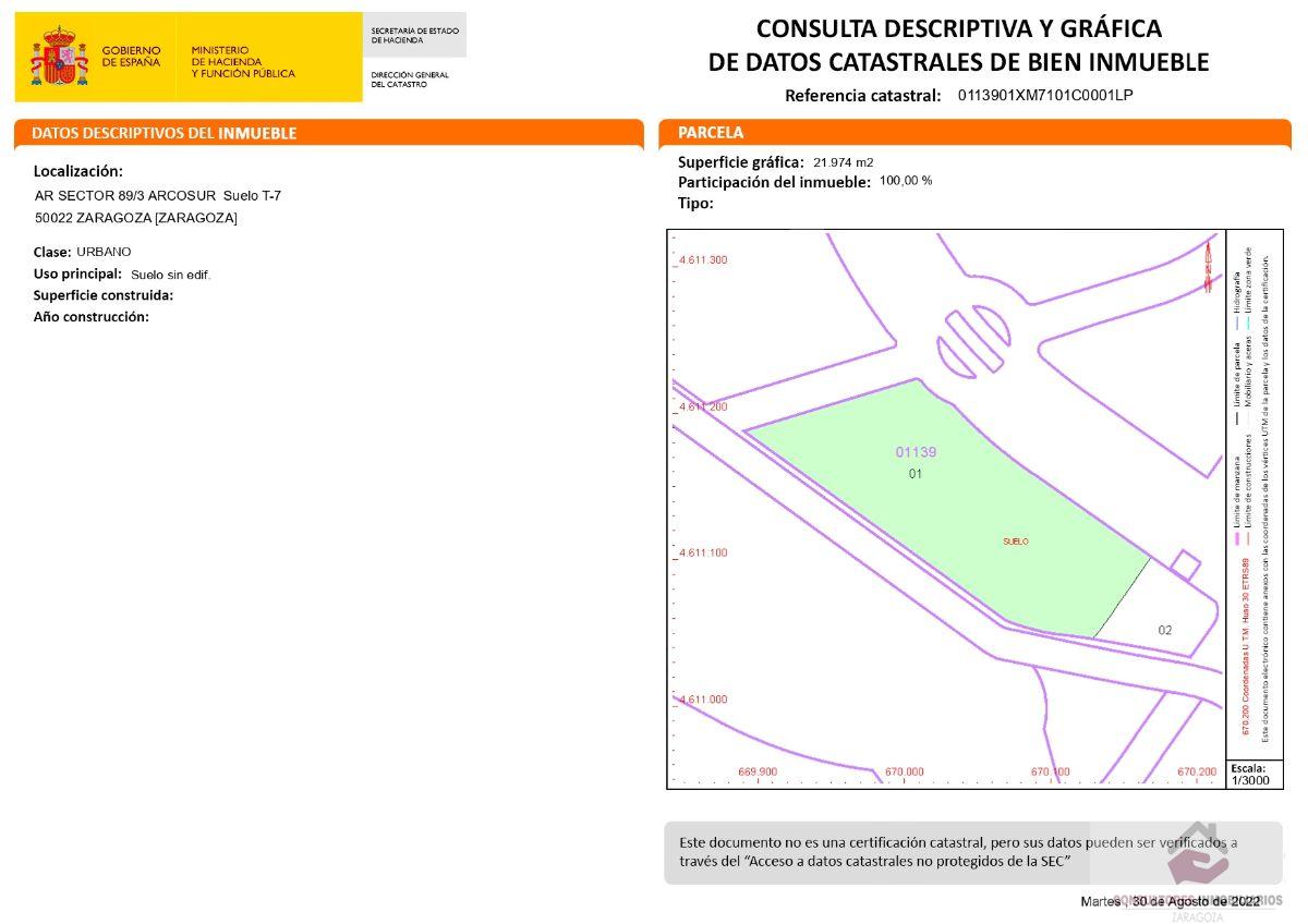 For sale of land in Zaragoza