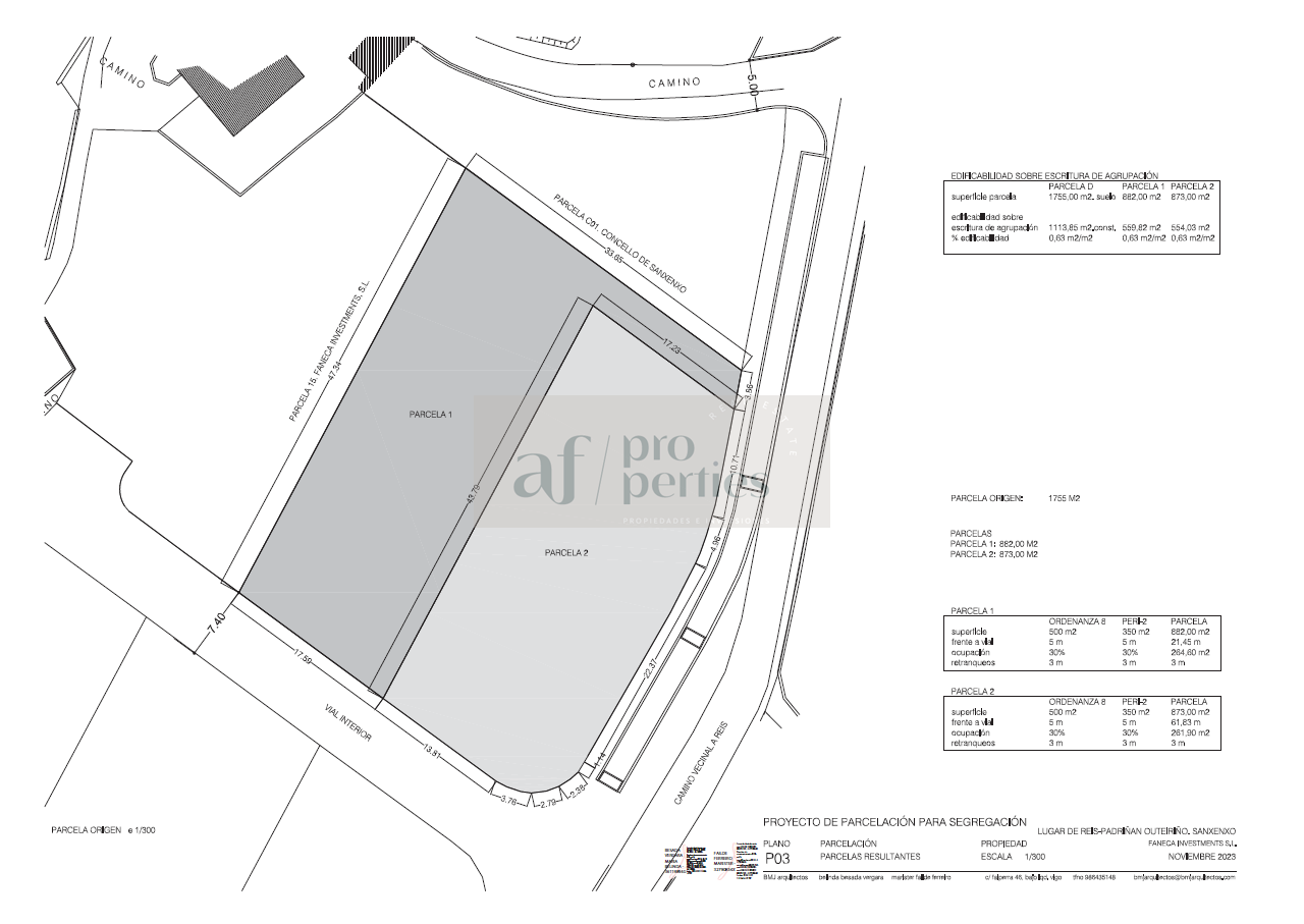 For sale of land in Sanxenxo