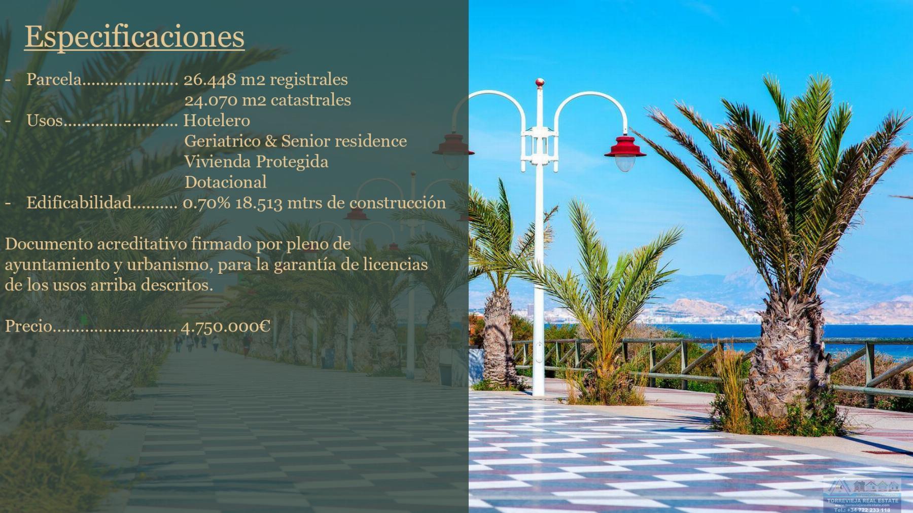 For sale of land in Santa Pola