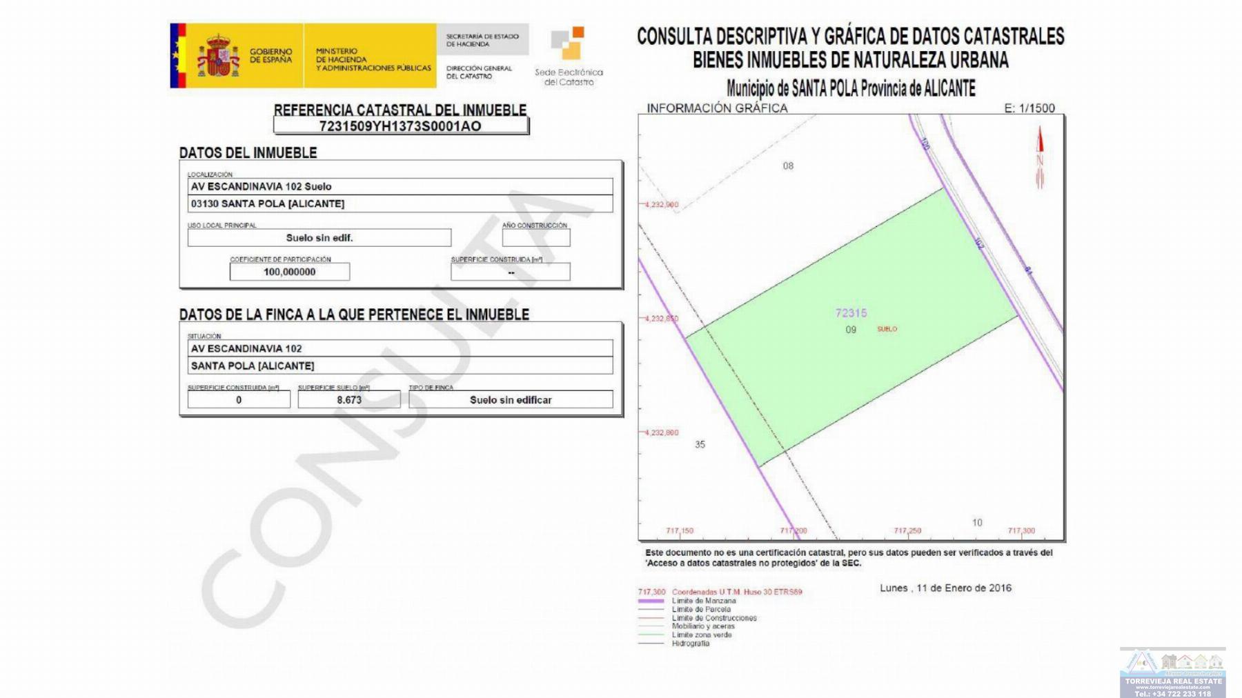 For sale of land in Santa Pola