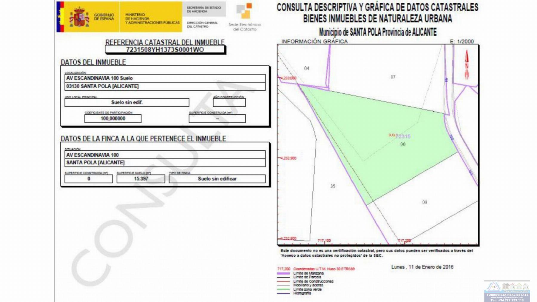 For sale of land in Santa Pola