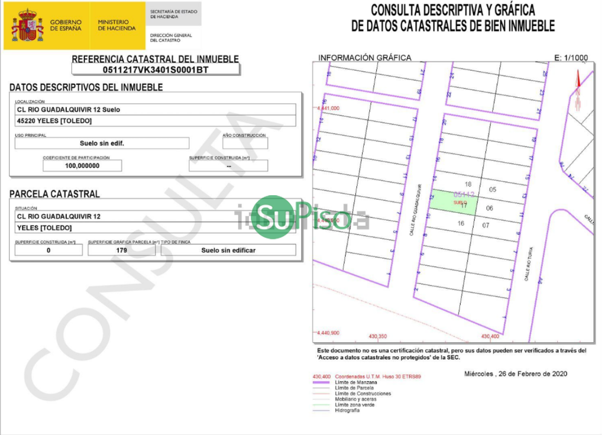 For sale of land in Yeles