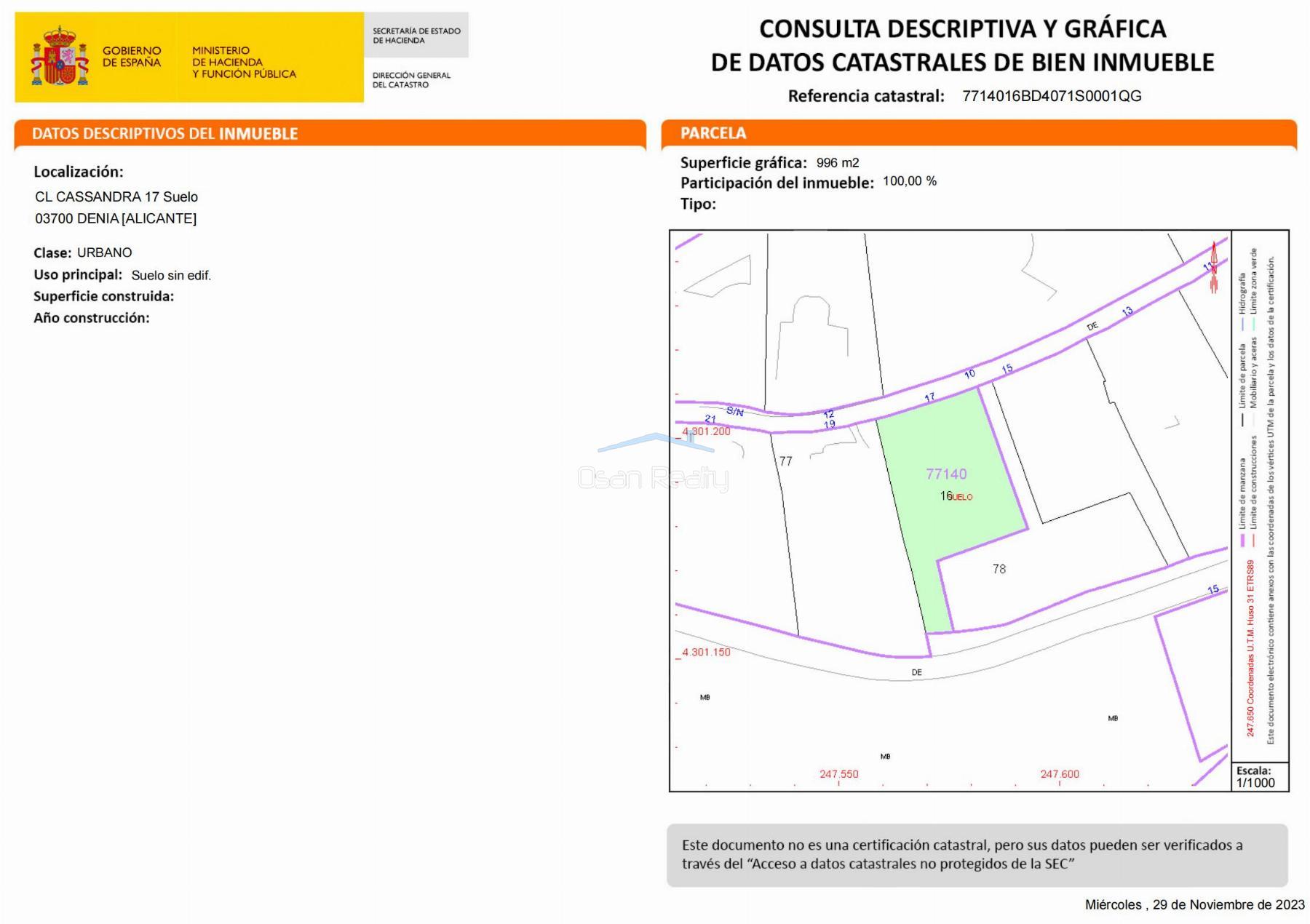 For sale of land in Dénia