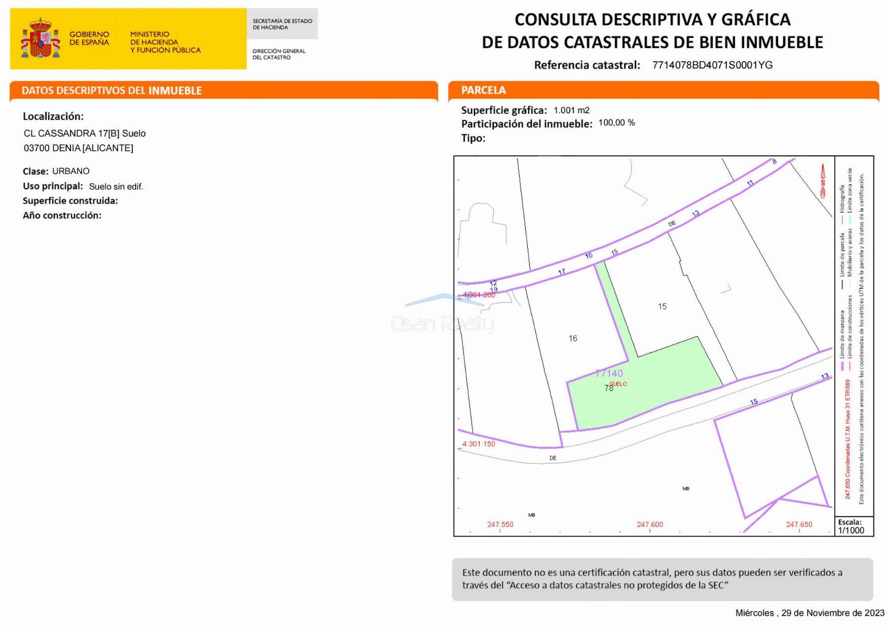 For sale of land in Dénia