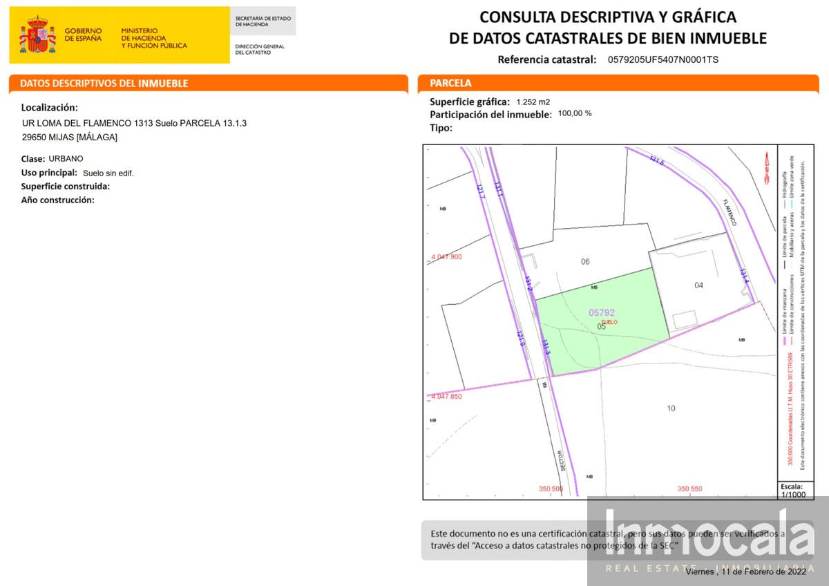 For sale of land in Mijas Golf