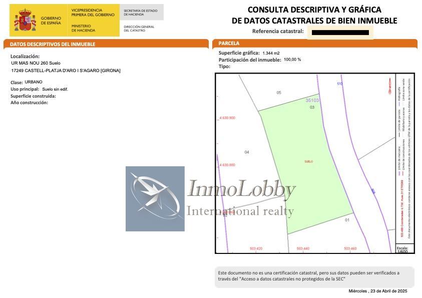 For sale of land in Platja d´Aro