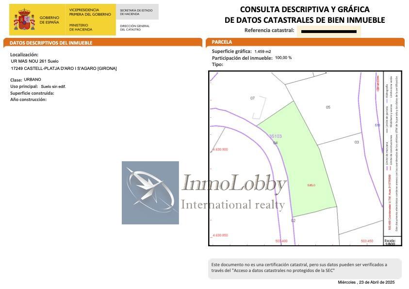 For sale of land in Platja d´Aro