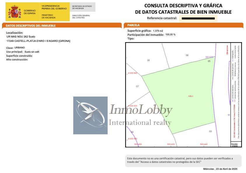 For sale of land in Platja d´Aro