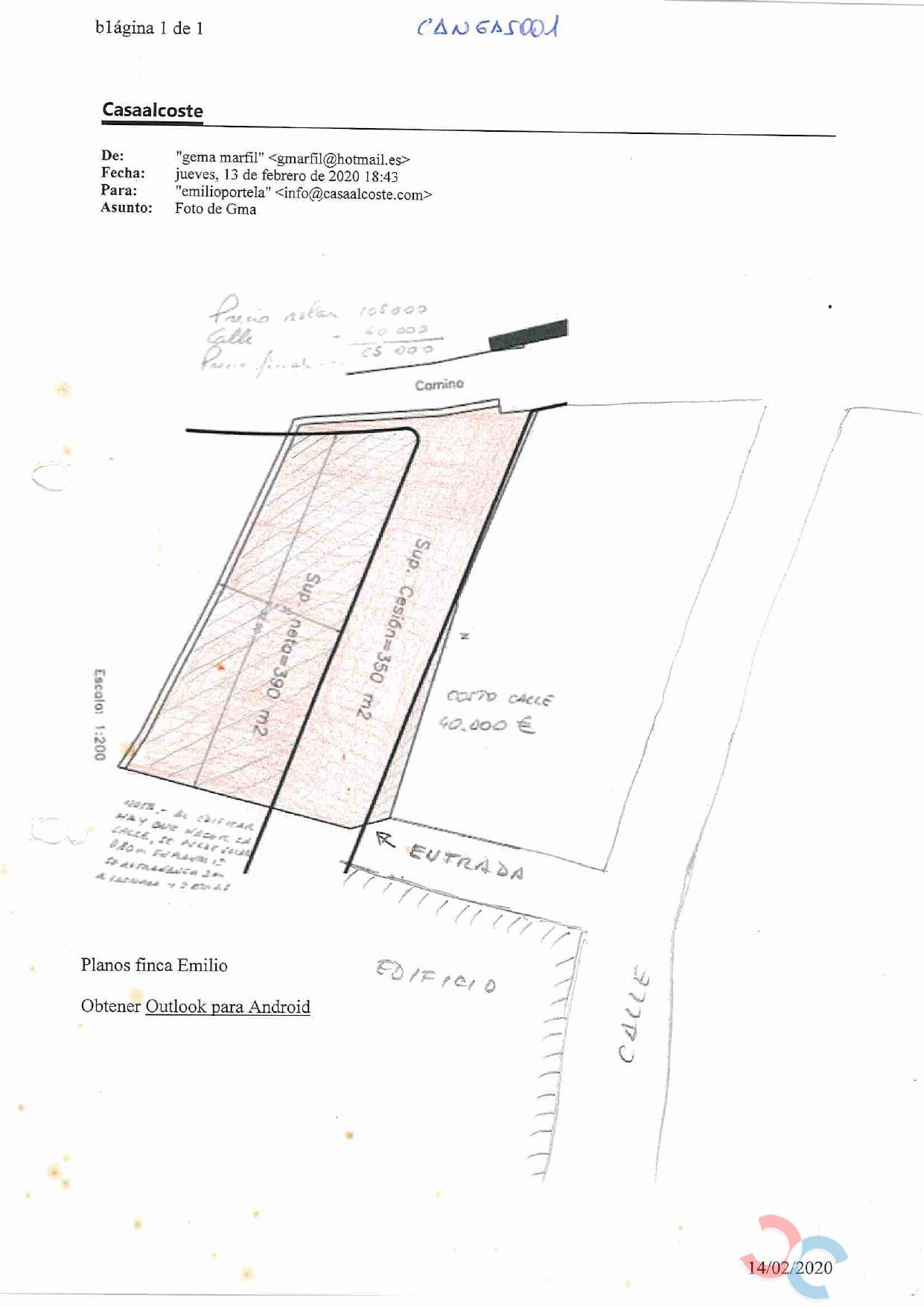 Venta de terreno en Cangas