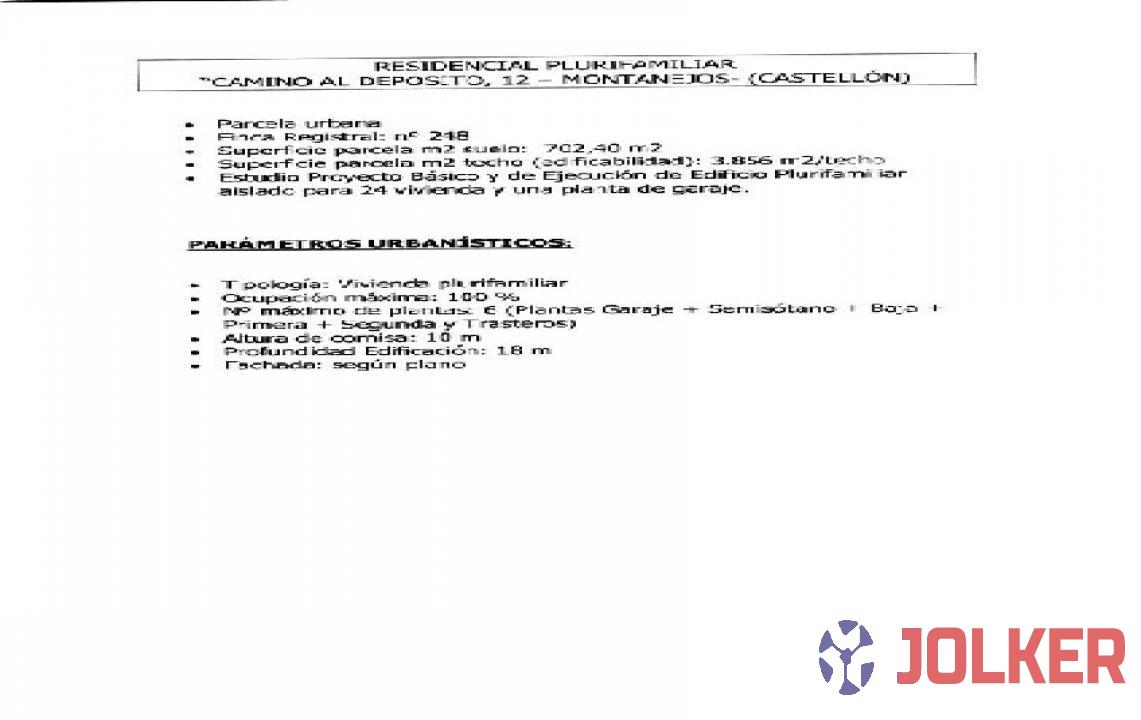 For sale of land in Montanejos