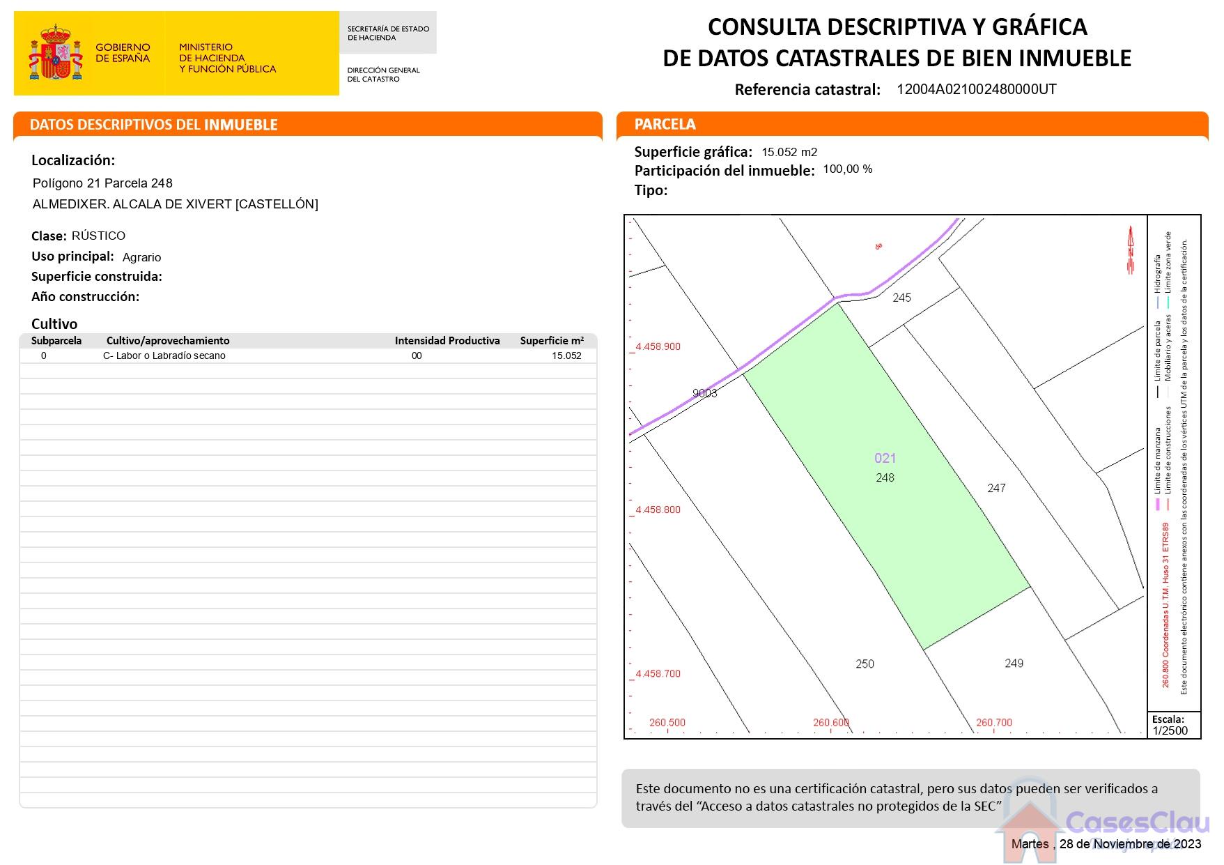 For sale of rural property in Alcalà de Xivert