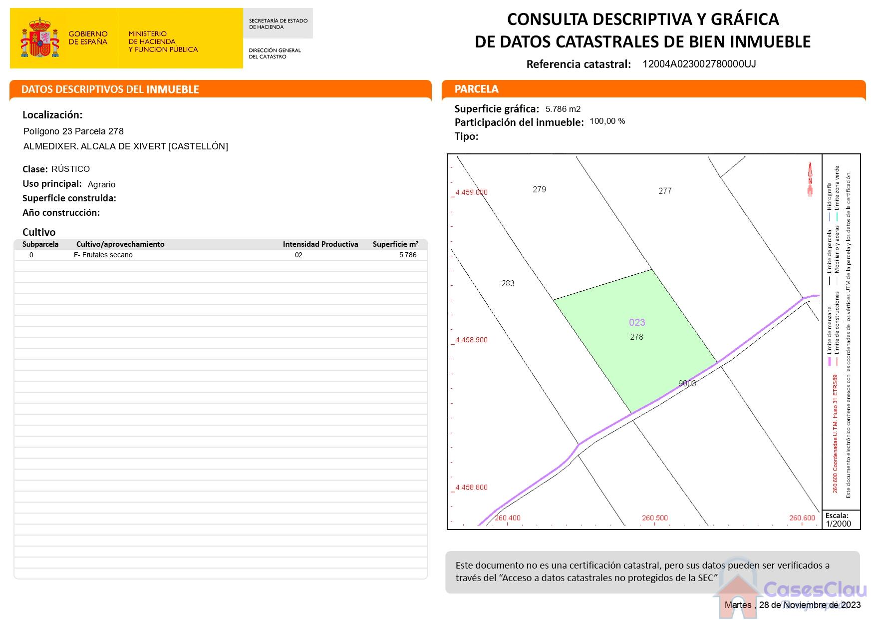 For sale of rural property in Alcalà de Xivert