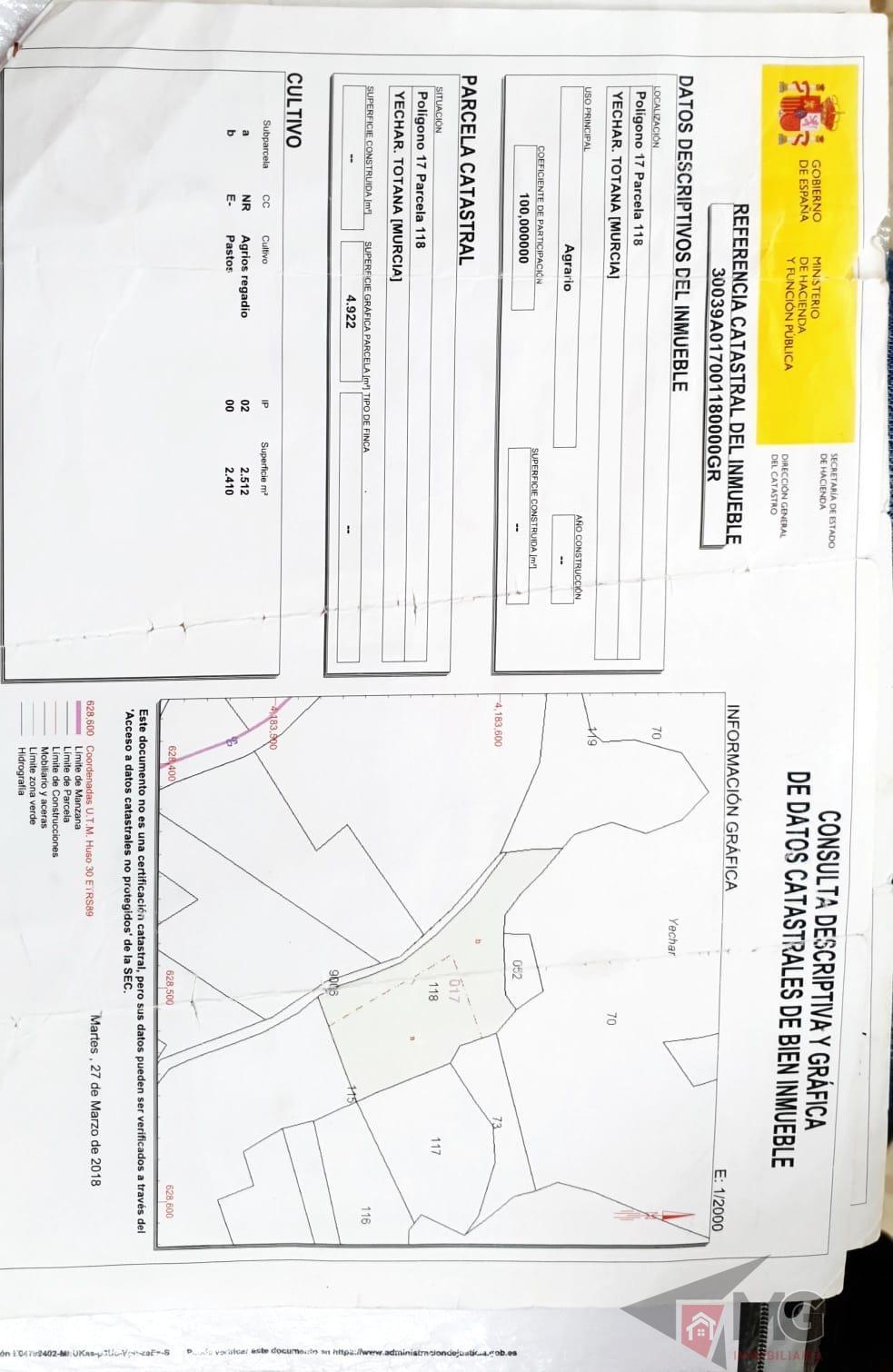 For sale of land in Totana