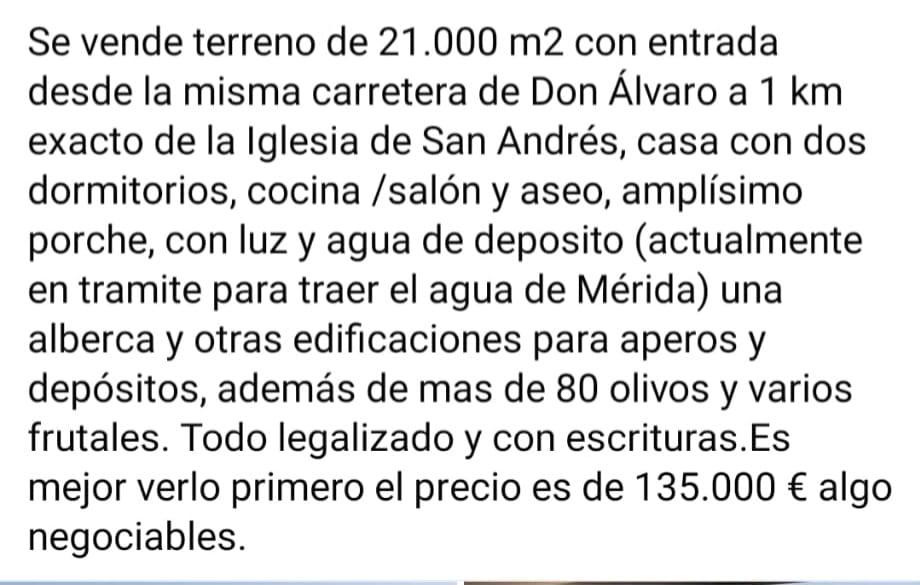 For sale of rural property in Mérida