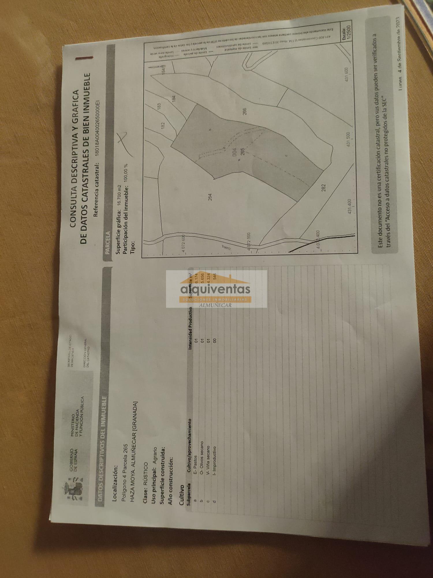 For sale of rural property in Almuñécar