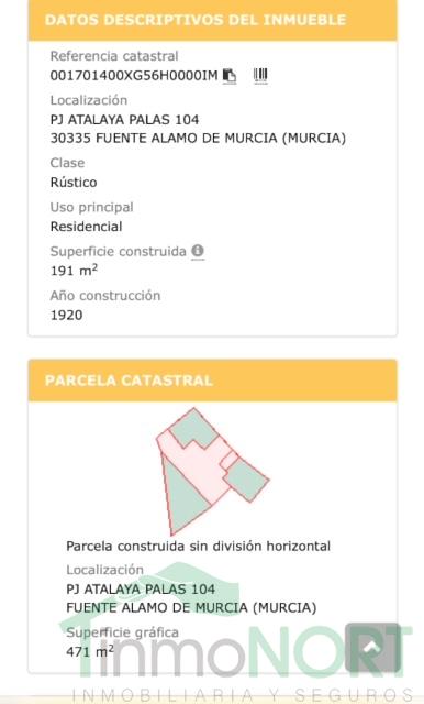 Venta de casa en Fuente Álamo de Murcia