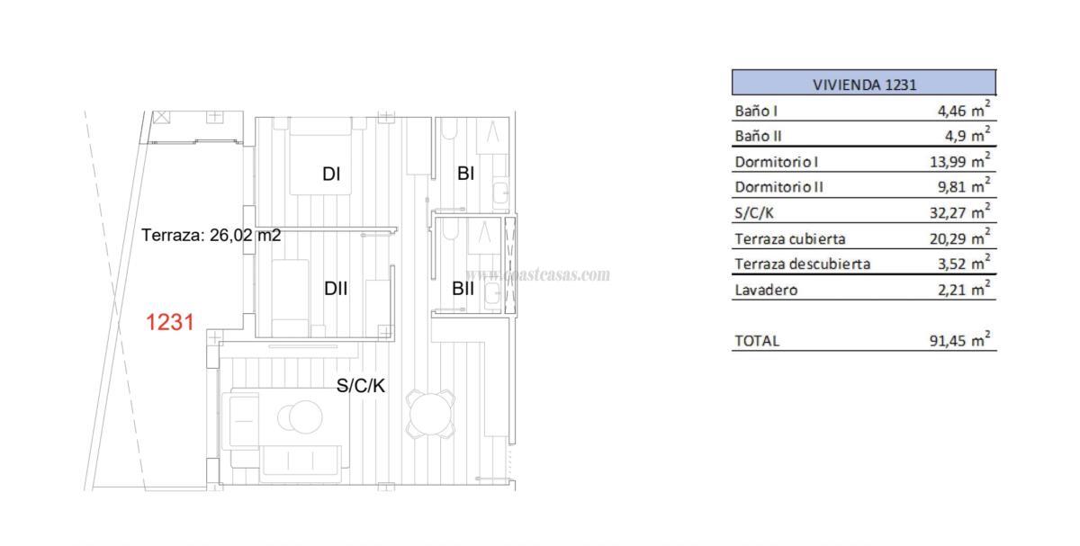 Venta de apartamento en San Miguel de Salinas