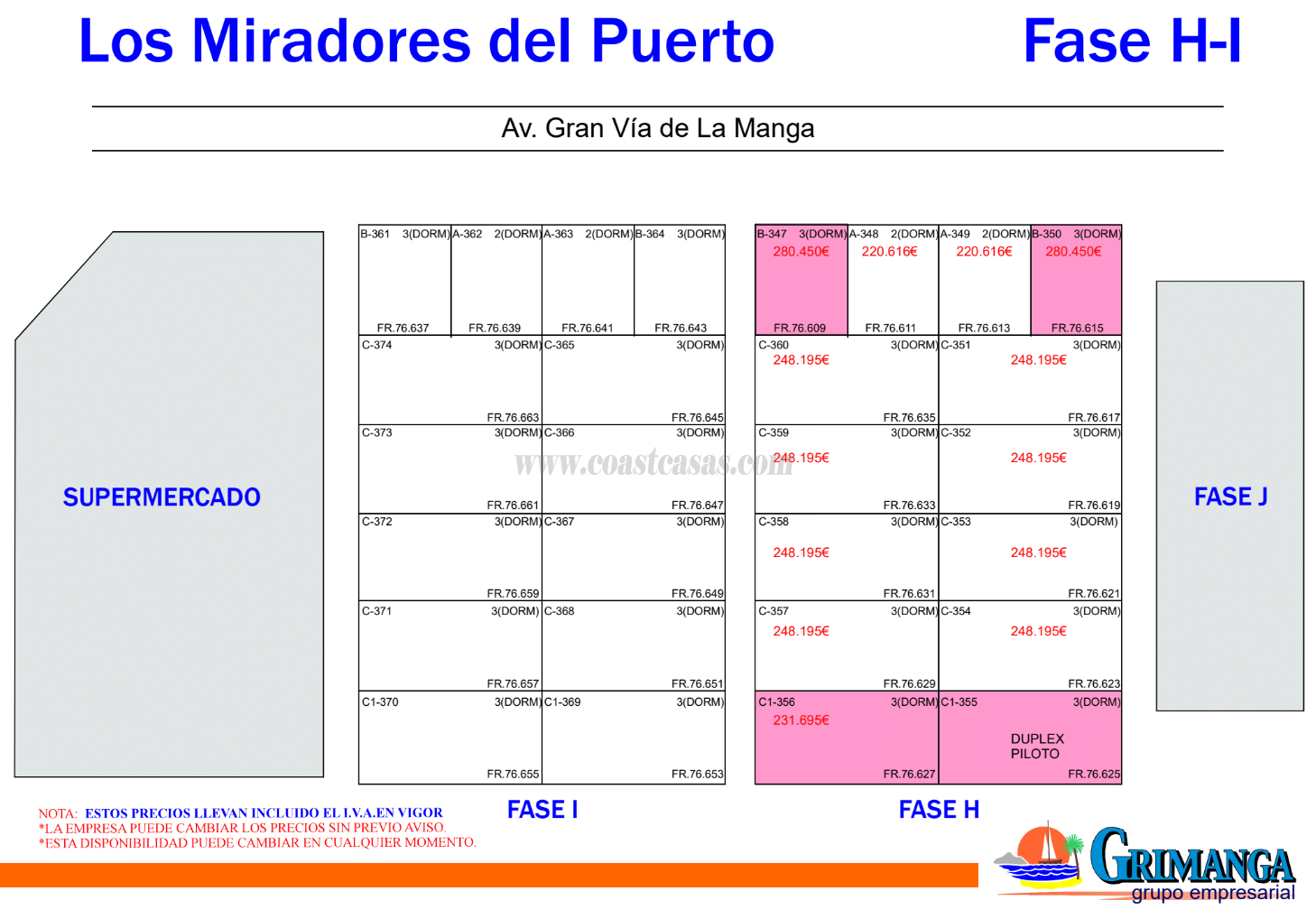 For sale of apartments in La Manga Del Mar Menor