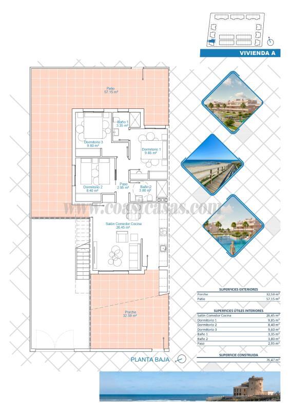 Venta de bungalow en Pilar de la Horadada