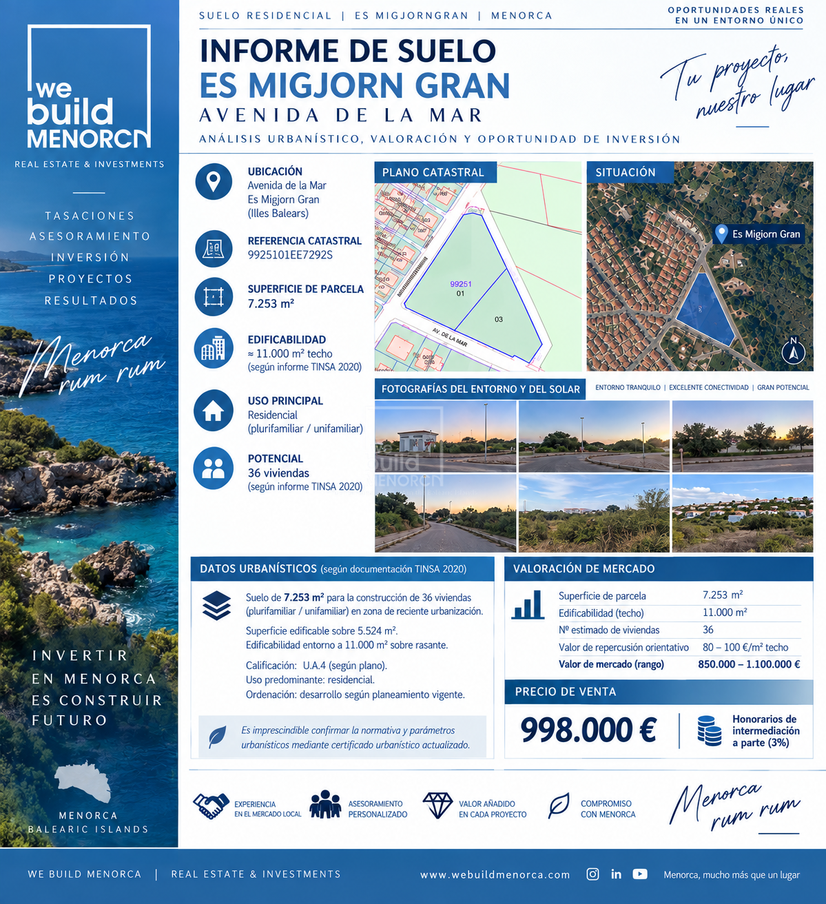 Venta de terreno en Mahón