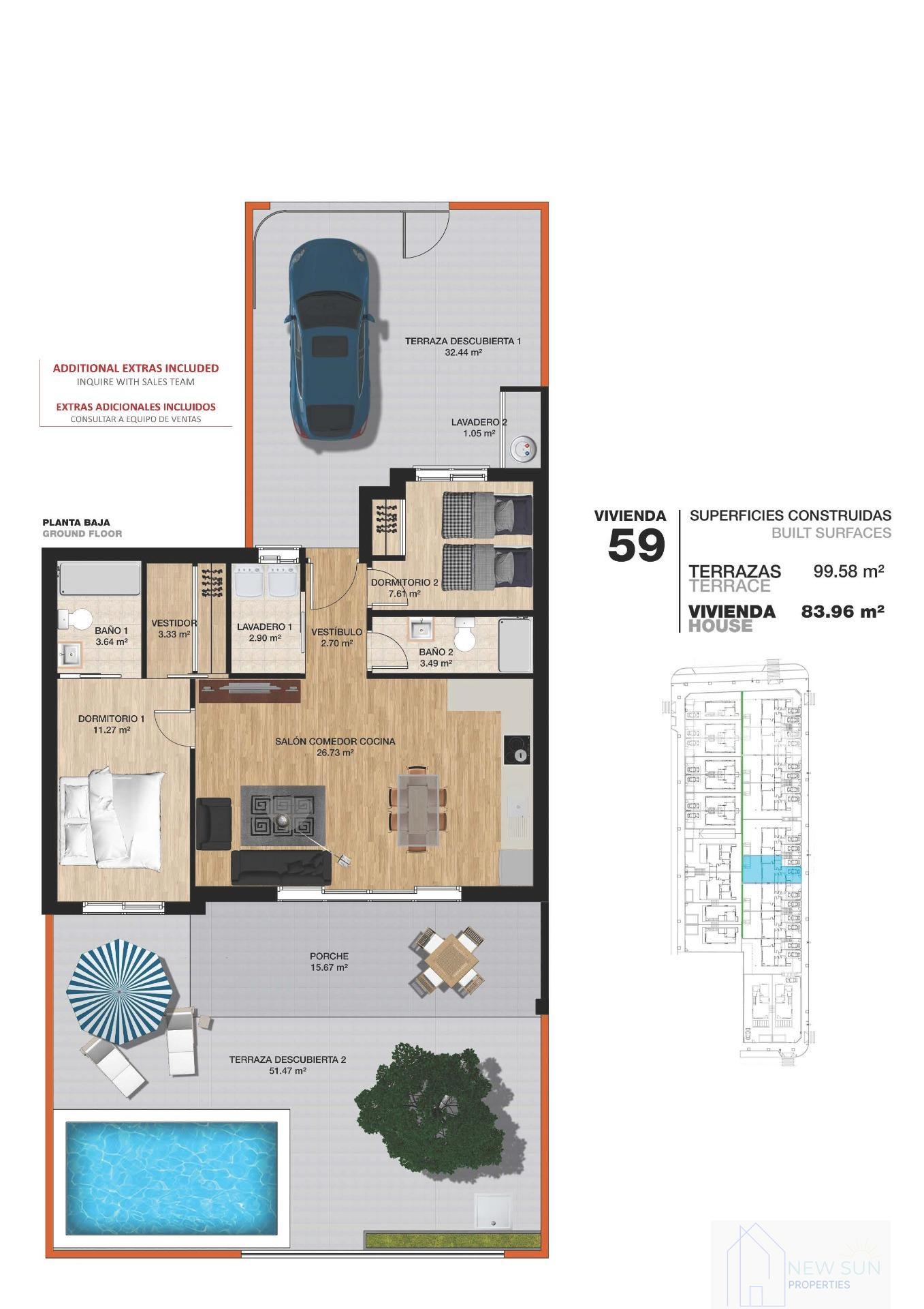 Venta de bungalow en Pilar de la Horadada