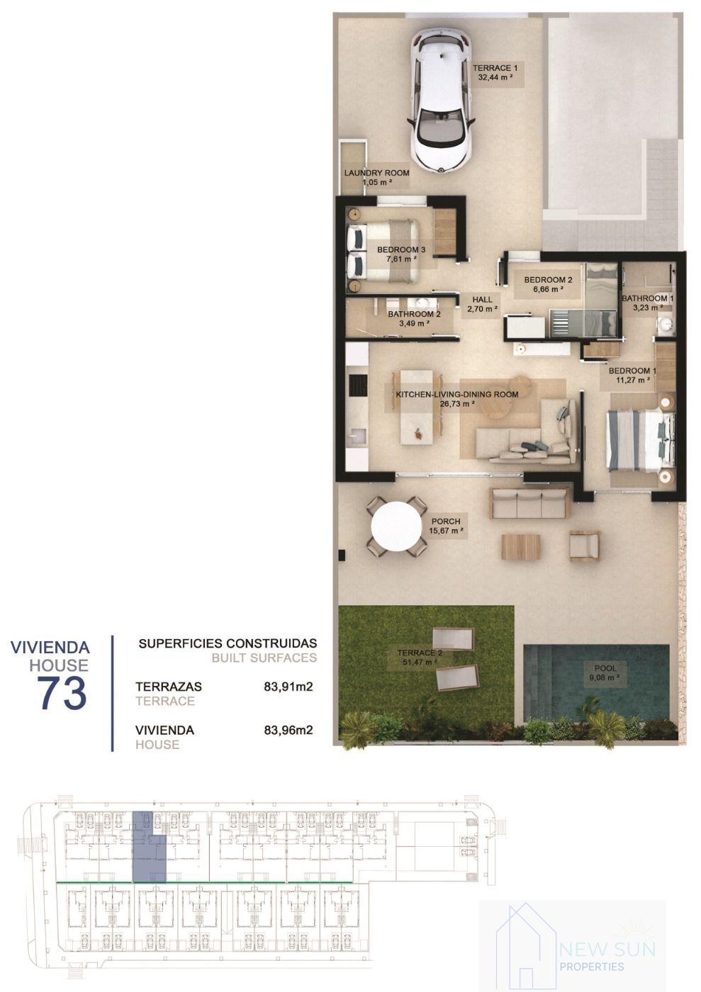 Venta de bungalow en Pilar de la Horadada