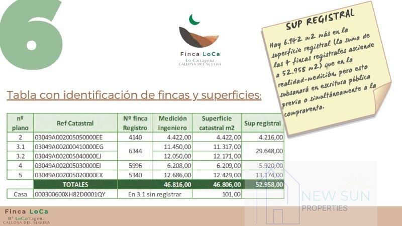 Venta de finca rústica en Callosa de Segura