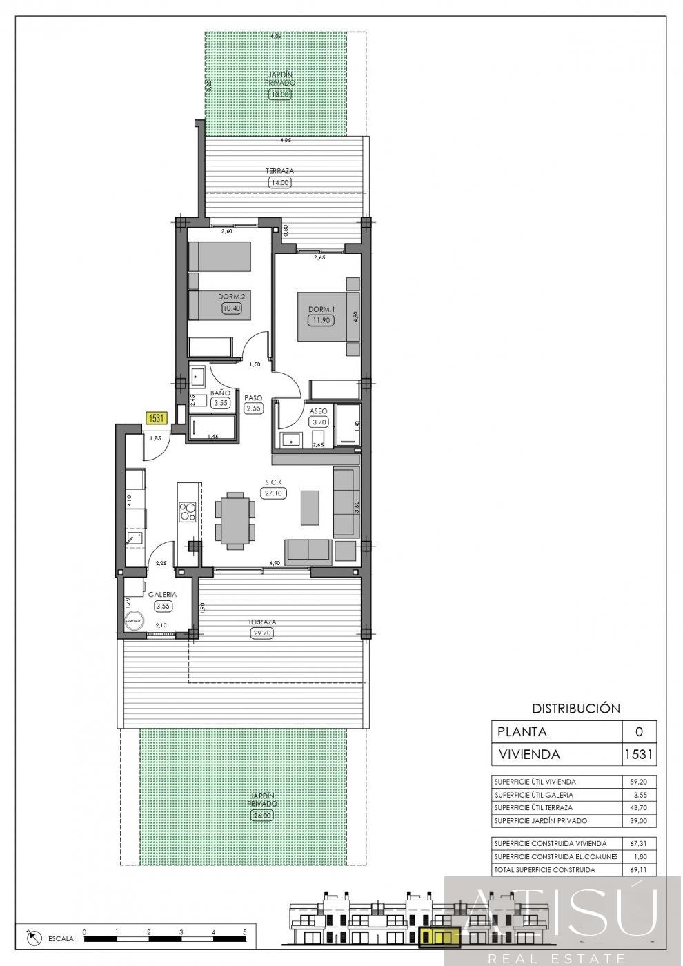 Venta de bungalow en Algorfa