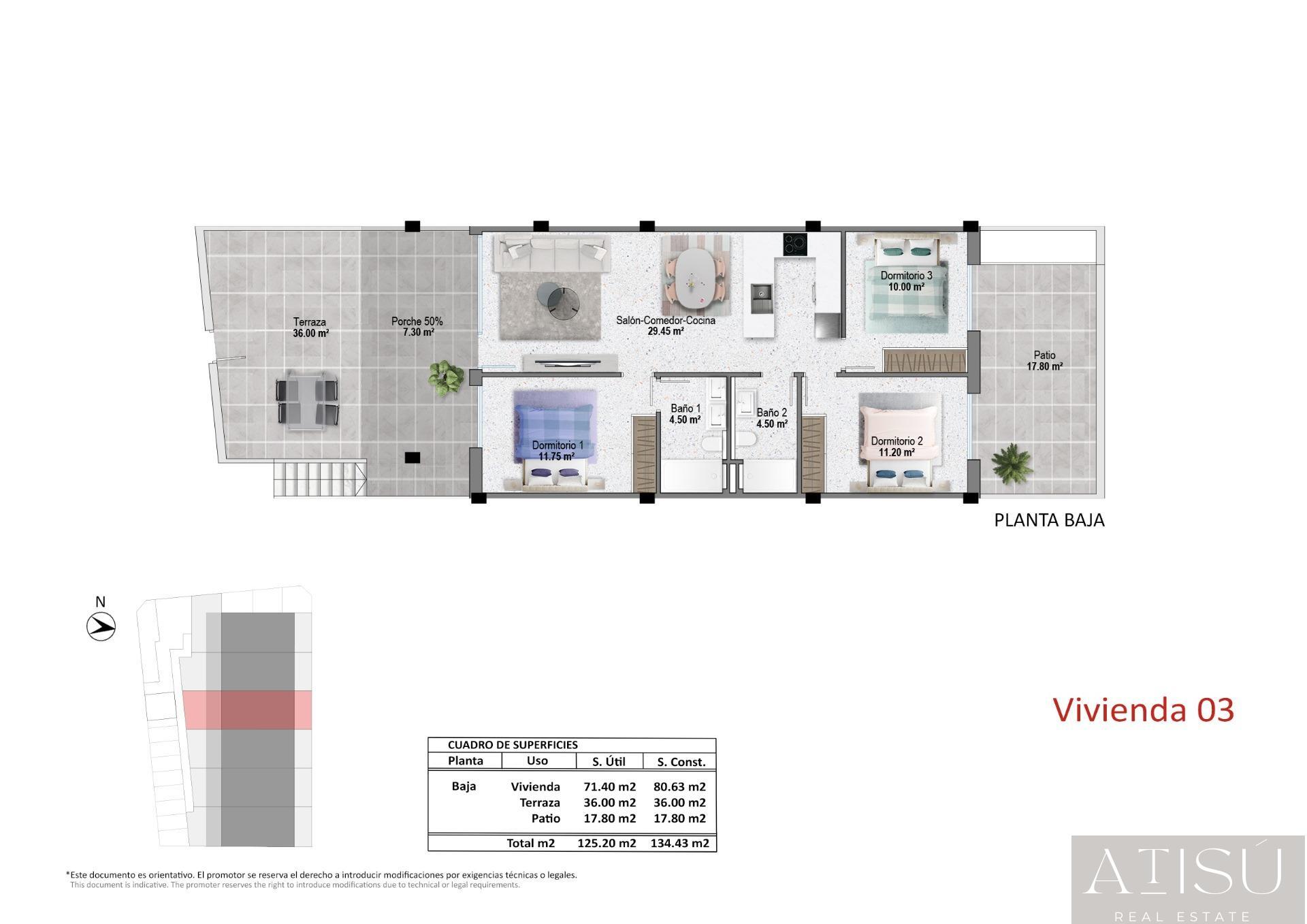 Venta de bungalow en Pilar de la horadada