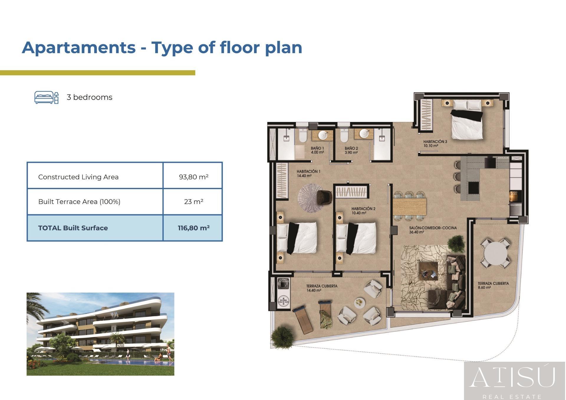 For sale of apartment in Orihuela costa