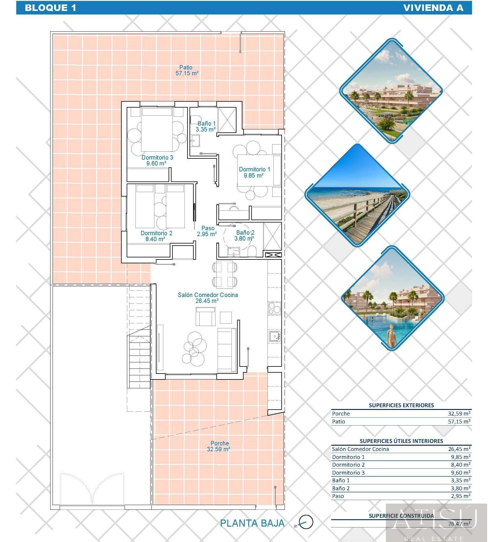 Venta de bungalow en Pilar de la horadada