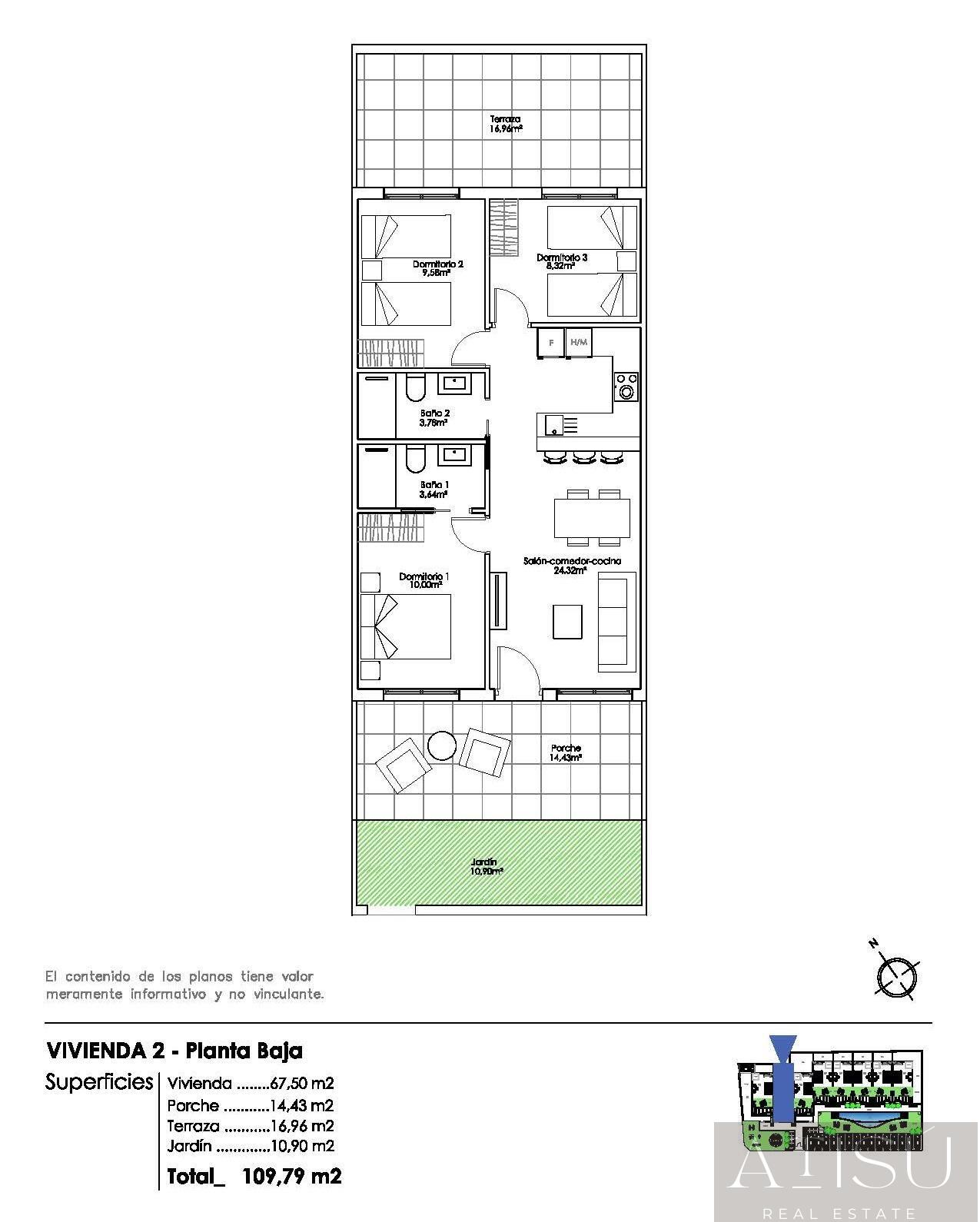 Venta de bungalow en Pilar de la horadada