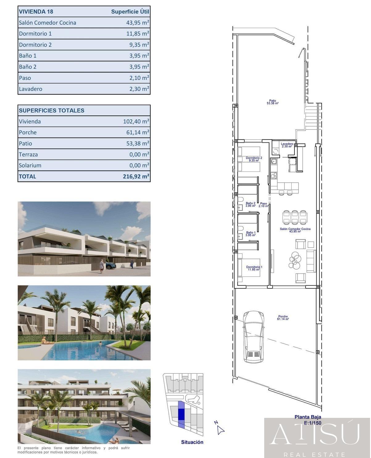 Venta de bungalow en Pilar de la horadada