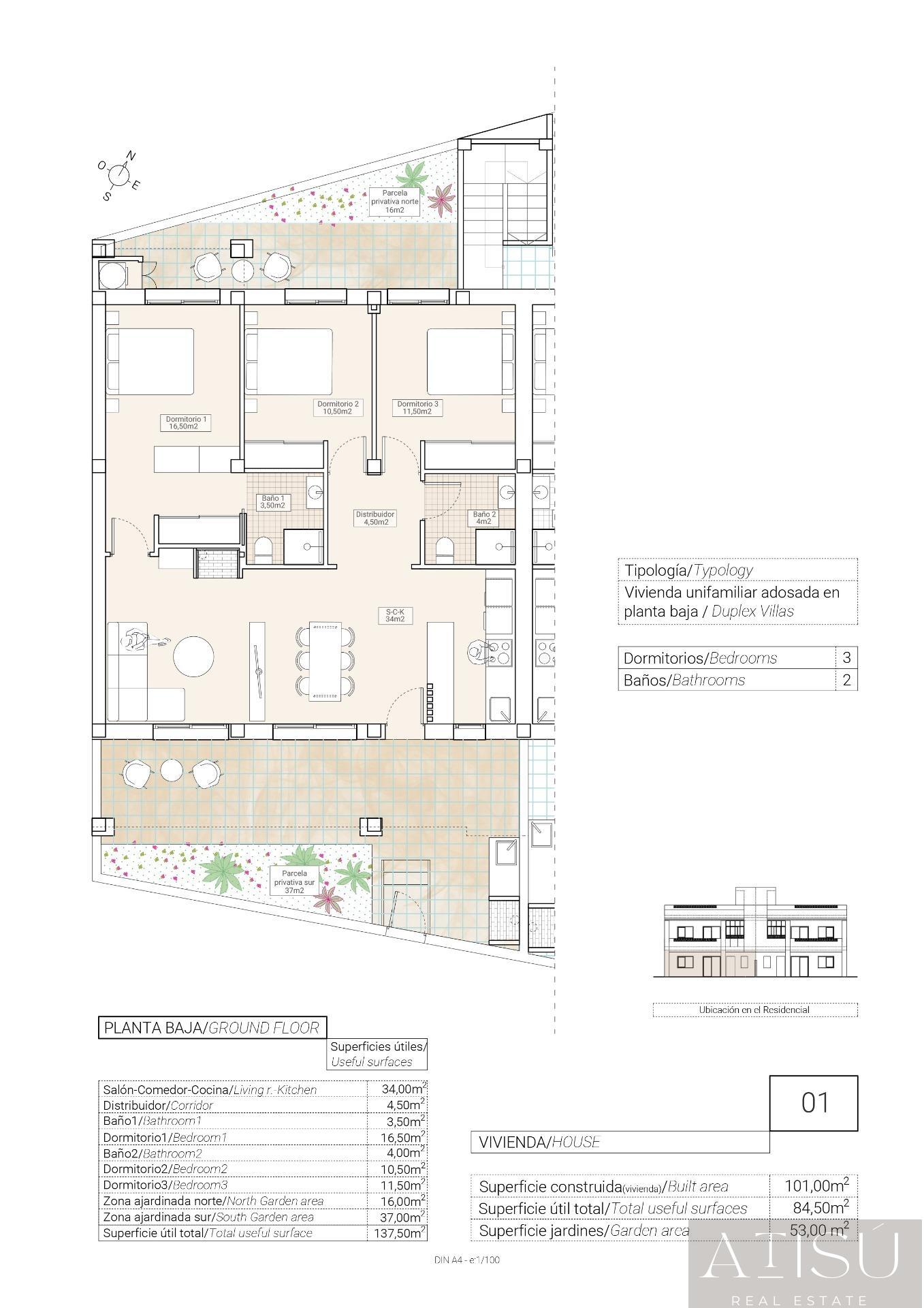 Venta de bungalow en Hondón de las nieves