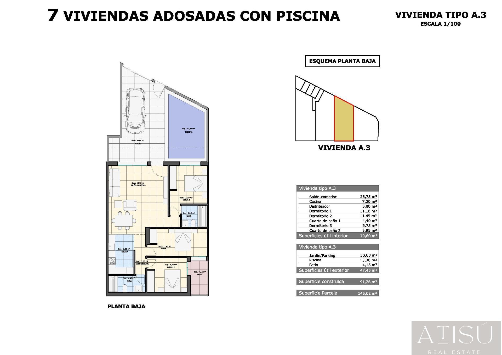 Venta de bungalow en Pilar de la horadada
