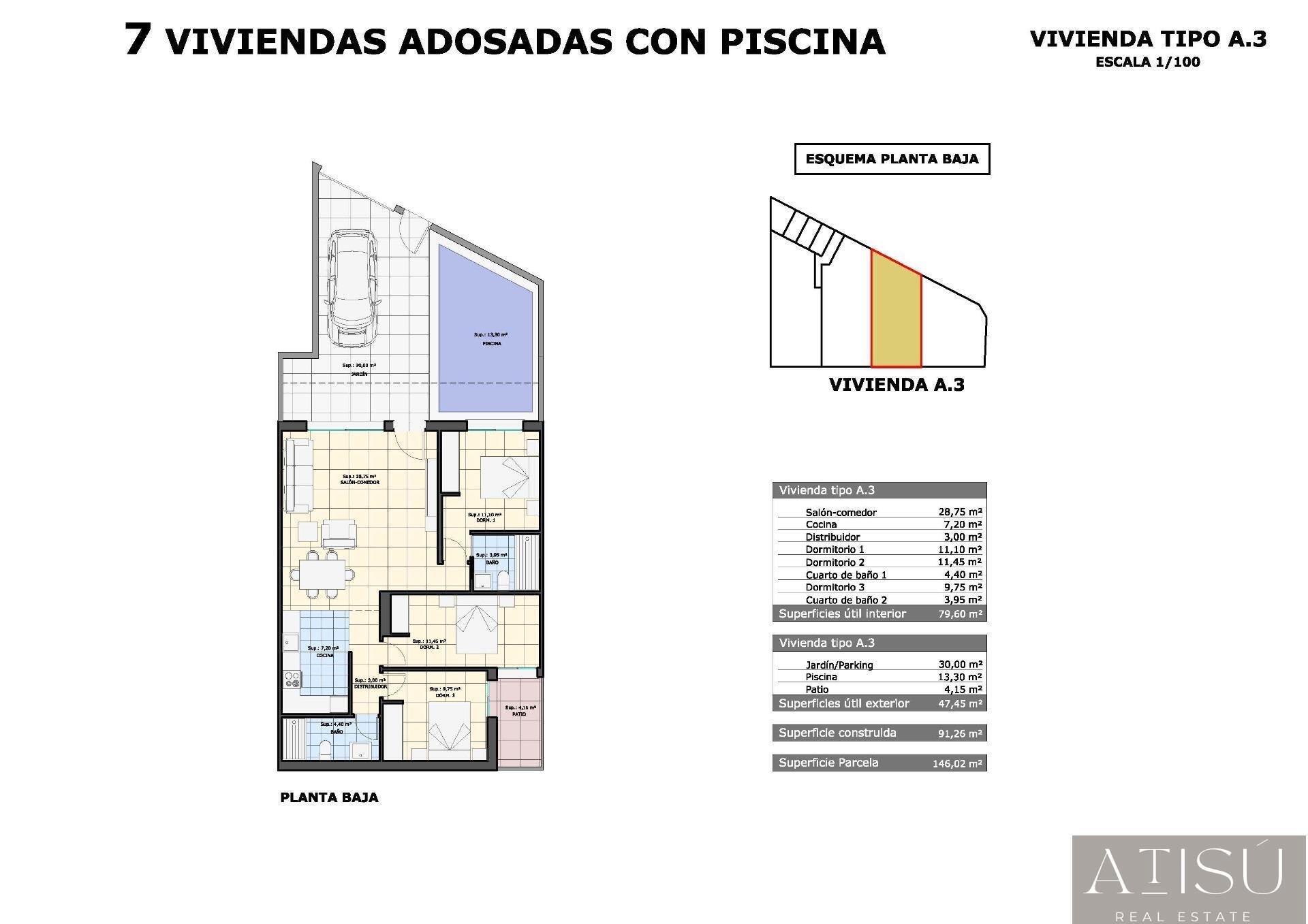 Venta de bungalow en Pilar de la horadada