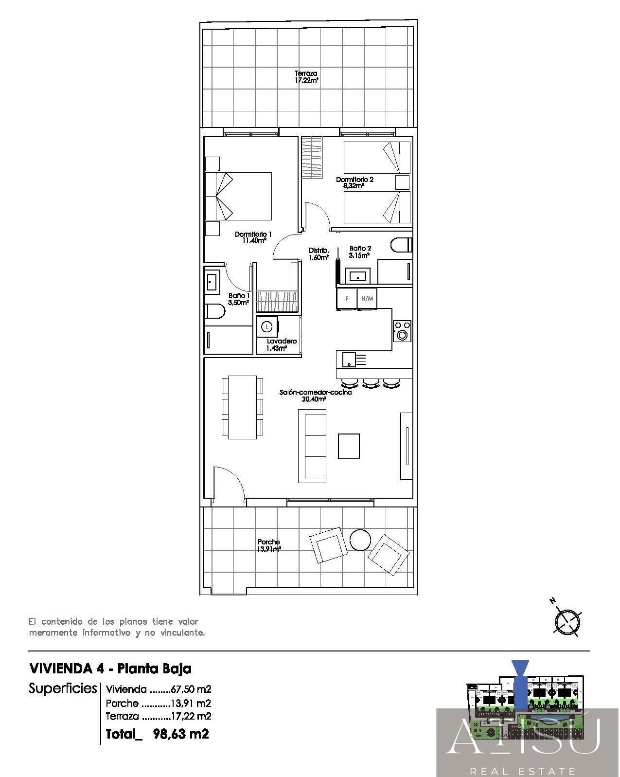 Venta de bungalow en Pilar de la horadada