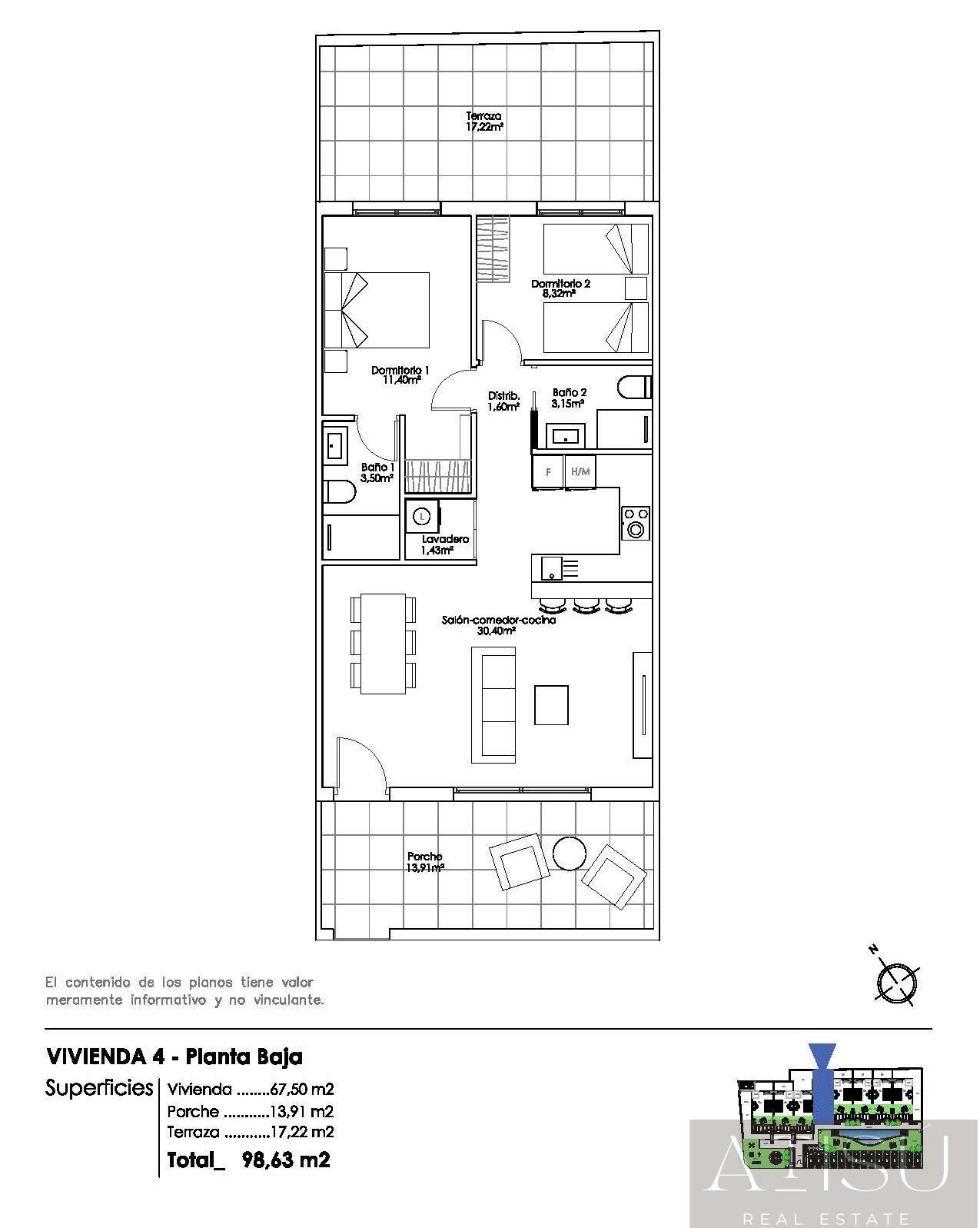 Venta de bungalow en Pilar de la horadada