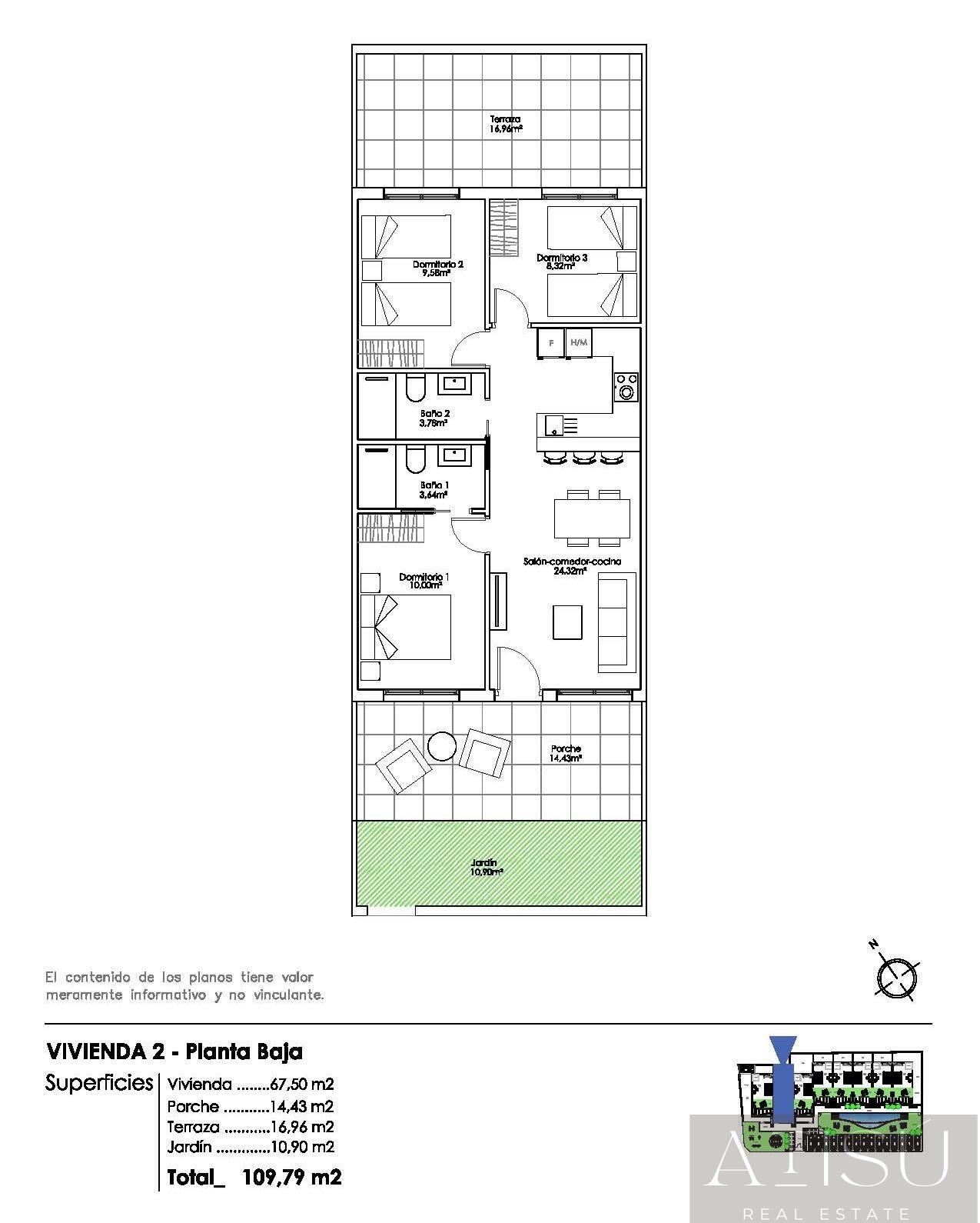Venta de bungalow en Pilar de la horadada