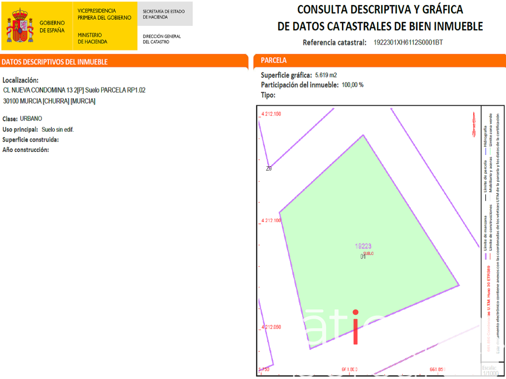 Venta de terreno en Murcia
