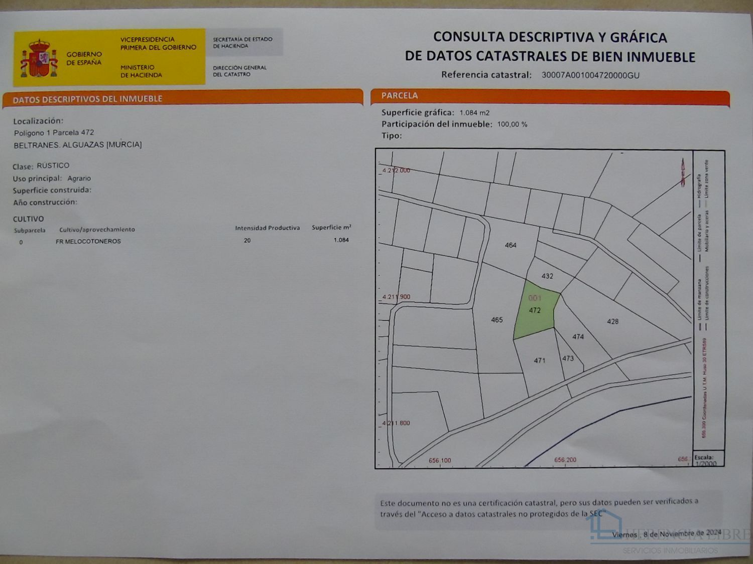 Venta de terreno en Alguazas