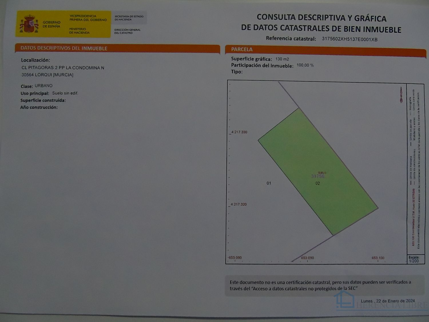 Venta de terreno en Lorqui