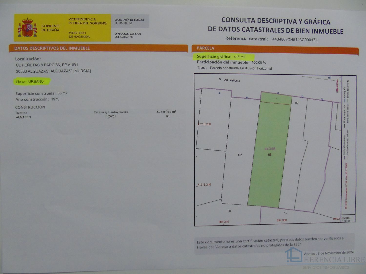 Venta de terreno en Alguazas